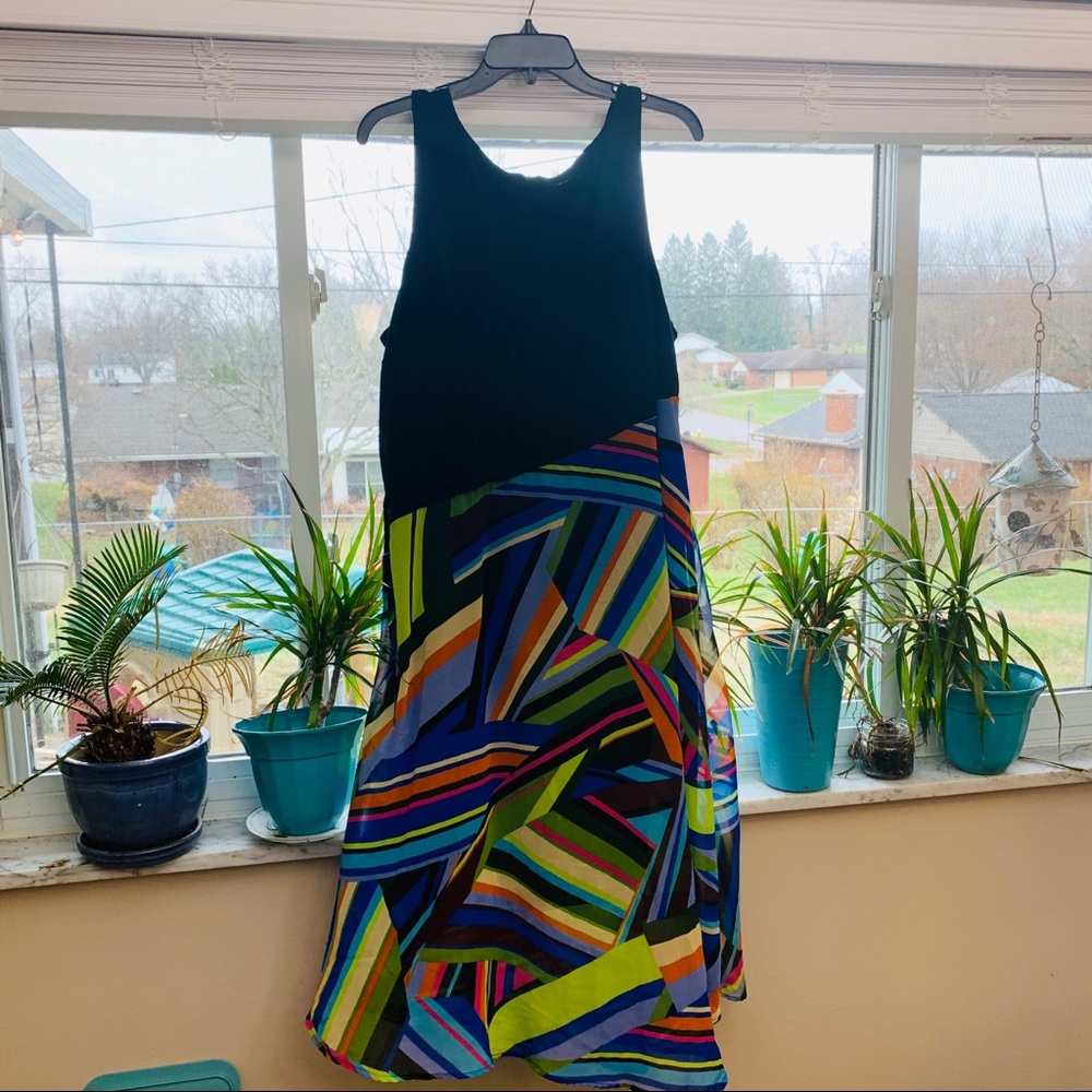Asymmetrical multicolored dress